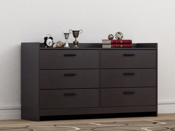 Homestar Central Park 6-Drawer Dresser, Espresso For Sale